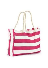 Shopper Vivance "Strandtasche", Damen, Gr. B/H/T: 52cm x 37cm x 18cm, pink (wei&szlig;, pink), Textil, gestreift, mehrfarbig, Taschen Shopper, Schultertasche, Sommertasche, Handtasche, Tragetasche VEGAN