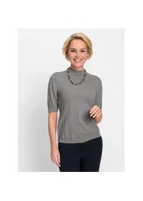 Classic Dog Kurzarmpullover CLASSIC "Pullover", Damen, Gr. 46, grau (grau, meliert), 50% Modal, 30% Polyamid, 20% Polyester, unifarben, Pullover