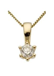 Kettenanh&auml;nger Firetti "Schmuck Geschenk Gold 750 Halsschmuck Anh&auml;nger Halskette Solit&auml;r", gold (gelbgoldfarben, gwgetoentes, wei&szlig;), Schmuckanh&auml;nger, Damen, 0,25 P2 = erkennbare Einschl&uuml;sse, Diamanten Gelbgold 585, 0,65 g, Diamanten, Gelbgold 585, Kettenanh&auml;nger, mit Brillant in Krappenfassung