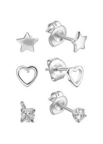 Ohrstecker-Set Firetti "Multipack Schmuck Geschenk Silber 925 Ohrschmuck Ohrringe", silber (silberfarben, kristallwei&szlig;, kristallwei&szlig;), Ohrringe, Damen, Silber 925 (Sterlingsilber), mit Zirkonia (synth.)