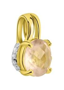 Kettenanh&auml;nger Firetti "Schmuck Geschenk Gold 375 Halsschmuck Anh&auml;nger", rosa (gelbgoldfarben, wei&szlig;goldfarben, rosa, kristallwei&szlig;, rosa, kristallwei&szlig;), Schmuckanh&auml;nger, Damen, Gelbgold 375, 0,75 g, Kettenanh&auml;nger, mit Rosenquarz, Zirkonia (synth.)