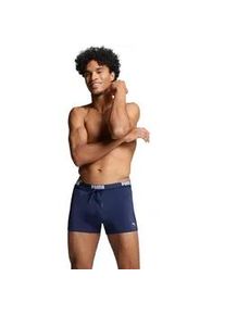 Badehose Puma "Puma SWIM MEN LOGO TRUNKS", Herren, Gr. XXL, N-Gr, blau (navy), Web, Obermaterial: 80% Polyester, 20% Elasthan, unifarben, Badehosen Badehose, elastischer Logobund mit integriertem Kordelzug