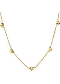 Herzkette Firetti "Schmuck Geschenk Edelstahl Halsschmuck Halskette Ankerkette Herz", gold (gelbgoldfarben, kristallwei&szlig;), Halsketten, Damen, Edelstahl, L: 44, Herzkette, mit Zirkonia (synth.)