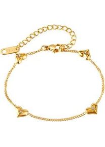 Armband Firetti "Schmuck Geschenk Edelstahl Armschmuck Ankerkettengliederung Herzen", gold (gelbgoldfarben, kristallwei&szlig;, kristallwei&szlig;), Armb&auml;nder, Damen, 22,5cm, Edelstahl, Armband, mit Zirkonia (synth.)
