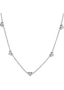 Herzkette Firetti "Schmuck Geschenk Edelstahl Halsschmuck Halskette Ankerkette Herz", silber (edelstahlfarben, kristallwei&szlig;), Halsketten, Damen, Edelstahl, L: 44, Herzkette, mit Zirkonia (synth.)