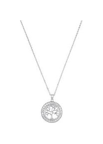 Kette mit Anh&auml;nger Amor "Lebensbaum", silber (silberfarben), Halsketten, Damen, Silber 925 (Sterlingsilber), mit Zirkonia (synth.)