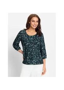 Schlupfbluse Lady, Damen, Gr. 42, gr&uuml;n (petrol, graphit, bedruckt), 100% Viskose, gemustert, mehrfarbig, Rundhals, Blusen Schlupfbluse