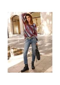 Schlupfbluse Inspirationen, Damen, Gr. 44, bunt (schwarz, flamingo, bedruckt), 100% Viskose, gemustert, mehrfarbig, Rundhals, Blusen Schlupfbluse