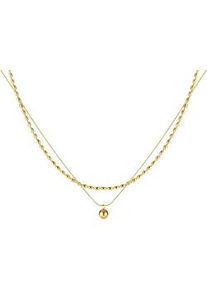 Kette mit Anh&auml;nger Firetti "Schmuck Geschenk Edelstahl Halsschmuck Halskette Layer doppelreihig", gold (gelbgoldfarben), Halsketten, Damen, Edelstahl, L: 52