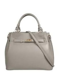 Henkeltasche Samantha Look, Damen, Gr. B/H/T: 34cm x 27cm x 17cm onesize, grau, Leder, leicht gl&auml;nzend, unifarben, Taschen, echt Leder, Made in Italy, ger&auml;umige Henkeltasche mit Smartphonefach