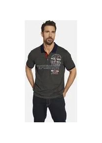 Poloshirt Jan Vanderstorm "Poloshirt ERLING", Damen, Gr. 6XL, grau (dunkelgrau melange), Obermaterial: 60% Baumwolle CO. 40% Polyester COOLMAX PES(Coolmax)., Shirts