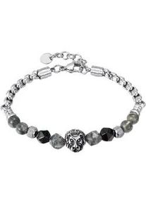 Armband Firetti "Schmuck Geschenk Edelstahl Armschmuck Venezianerkette L&ouml;wenkopf", schwarz (edelstahlfarben, schwarz, schwarz, smoky, schwarz, smoky), Armb&auml;nder, Damen, 22cm, Edelstahl, Armband, mit Agate, Labradorit