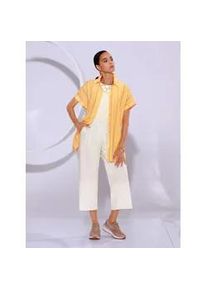 CR&Eacute;ATION L Kurzarmbluse CREATION L, Damen, Gr. 40, gelb (gelb, ocker, gestreift), 80% Viskose, 20% Polyamid, gemustert, gestreift, V-Ausschnitt, Blusen