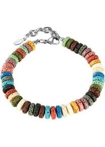 Armband Firetti "Schmuck Geschenk Edelstahl Armschmuck Ankerkettengliederung Regenbogen", bunt (edelstahlfarben, beige, blau, t&uuml;rkis, gr&uuml;n, oliv, braun, hellbraun, khaki, altrosa, rosa, orange, orangerot, beige, blau, t&uuml;rkis, gr&uuml;n, oliv, braun, hellbraun, khaki, altrosa, rosa, orange, orangerot), Armb&auml;nder, Damen, 23,5cm, Edelstahl, Armband, mit Lavastein