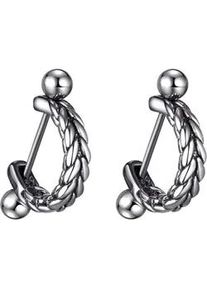 Paar Creolen Firetti "Schmuck Geschenk Edelstahl Ohrschmuck Ohrringe Classic", schwarz (altsilberfarben, schwarz), Ohrringe, Damen, Edelstahl