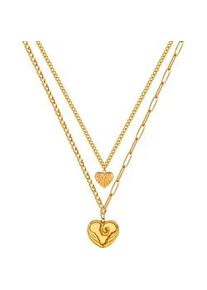 Kette mit Anh&auml;nger Firetti "Schmuck Geschenk Edelstahl Halskette Layer doppelreihig Herz", gold (gelbgoldfarben), Halsketten, Damen, Edelstahl, L: 47,5