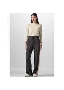 Langarmshirt STREET ONE STUDIO, Damen, Gr. 46, cloud cream meliert, Stoff, 65% Polyester, 35% Viskose, unifarben, gerade normal, U-Boot-Ausschnitt, B&uuml;ndchen, Shirts Langarmshirt, mit U-Boot-Ausschnitt