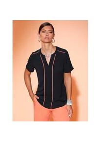 CR&Eacute;ATION L Schlupfbluse CREATION L, Damen, Gr. 42, schwarz, 95% Polyester, 5% Elasthan, unifarben, Rundhals, Blusen Schlupfbluse