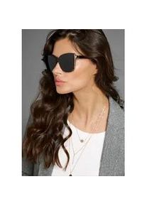 Sonnenbrille Laura Scott, Damen, braun, gemustert, gl&auml;nzend, kontrastfarbene Details, Sonnenbrillen Sonnenbrille, mit glitzernden und goldfarbenden Details - NEW