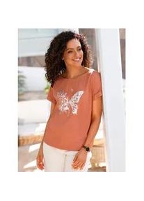 Schlupfbluse Inspirationen, Damen, Gr. 40, orange (papaya), 100% Viskose, gemustert, unifarben, Rundhals, Blusen Schlupfbluse