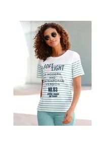 Kurzarmshirt Casual Looks "Kurzarm-Shirt", Damen, Gr. 46, gr&uuml;n (ecru, salbei, bedruckt), 100% Baumwolle, bedruckt, gemustert, mehrfarbig, Rundhals, Shirts