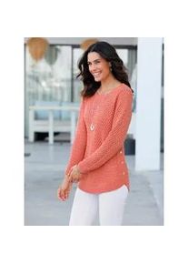 Strickpullover Inspirationen "Pullover", Damen, Gr. 42, rosa (flamingo), 50% Baumwolle, 50% Polyacryl, unifarben, Pullover Strickpullover