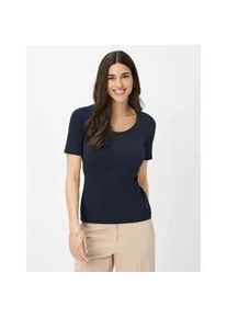 Kurzarmshirt Brax "Style CORA", Damen, Gr. 48, blau (navy), 47% Baumwolle, 47% Modal, 6% Elasthan, Rundhals, Shirts