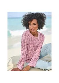 Strickpullover Heine "Pullover", Damen, Gr. 40, rosa (rosenquarz), 100% Baumwolle, unifarben, Pullover Strickpullover