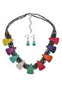 Paar Ohrh&auml;nger Steuer "Set aus Collier und Ohrhaken multicolor", Damen, Gr. one-size, Metall, bunt (mehrfarbig), Ohrringe