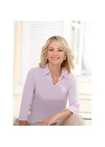 Poloshirt Classic Basics "Poloshirt", Damen, Gr. 46, lila (flieder), 100% Baumwolle, unifarben, Shirts