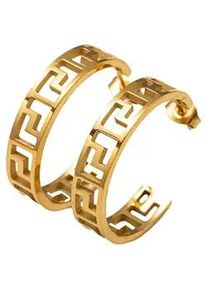 Paar Creolen Firetti "Schmuck Geschenk Edelstahl Ohrschmuck Ohrringe M&auml;ander", gold (gelbgoldfarben), Ohrringe, Damen, 27mm, Edelstahl, Made in Germany