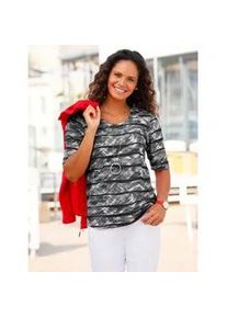 Kurzarmshirt Casual Looks "Shirt", Damen, Gr. 44, schwarz-wei&szlig; (schwarz, wei&szlig;, bedruckt), 100% Baumwolle, bedruckt, gemustert, mehrfarbig, Rundhals, Shirts