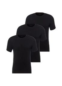 T-Shirt BOSS "TShirt RN 3P Natura", Damen, Gr. XXL, schwarz (schwarz 001), Jersey, Obermaterial: 95% Viskose, 5% Elasthan, schmal, Rundhals, eingesetzt eingefasste Kante, Shirts T-Shirt, einfarbiges T-Shirt mit Markenlabel