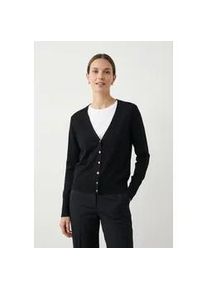 Cardigan Freequent "FQKATIE", Damen, Gr. L, schwarz, Obermaterial: 82% Viskose, 16% Polyamid, 2% Elasthan, unifarben, regular fit taillenbedeckt, V-Ausschnitt, Rippb&uuml;ndchen, Strickjacken, mit Kn&ouml;pfen am &Auml;rmel
