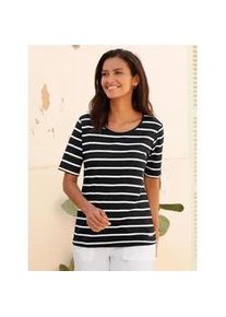 Kurzarmshirt Casual Looks "Ringelshirt", Damen, Gr. 40, schwarz (schwarz, ecru, geringelt), 100% Baumwolle, gemustert, gestreift, mehrfarbig, Rundhals, Shirts