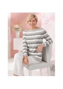 Classic Dog Strickpullover CLASSIC "Pullover", Damen, Gr. 44, grau (hellgrau, steingrau, geringelt), 100% Polyacryl, gemustert, gestreift, mehrfarbig, Pullover Strickpullover