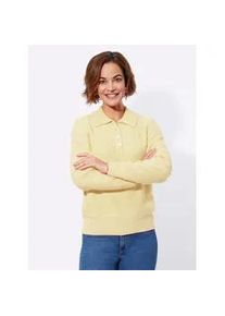 Polokragenpullover Classic Basics "Pullover", Damen, Gr. 44, gelb (vanille), 100% Polyacryl, unifarben, Pullover