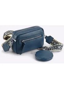 Handtasche Heine, Damen, Gr. B/H/T: 19cm x 14cm x 8cm, blau (marine), Microfaser, Viskosemischung, unifarben, Taschen Handtasche