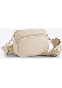 Schultertasche Heine, Damen, Gr. B/H/T: 19cm x 14cm x 8cm, beige (sand), Baumwollmischung, Viskosemischung, unifarben, Taschen Schultertasche