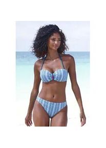 B&uuml;gel-Bandeau-Bikini Vivance, Damen, Gr. 42, Cup B, blau (blau bedruckt), Polyamid, bedruckt, Bikini-Sets, mit Zierperlen