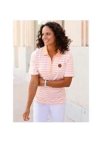 Poloshirt Casual Looks "Poloshirt", Damen, Gr. 42, orange (apricot, wei&szlig;, geringelt), 50% Baumwolle, 50% Modal, gemustert, gestreift, mehrfarbig, Shirts