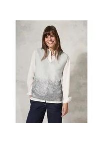 Kurzarmpullover Cecil, Damen, Gr. L (42), wei&szlig; (soft silber melange), Web, 35% Baumwolle, 32% Polyacryl, 29% Polyester, 4% Elasthan, bedruckt, normal normal, V-Ausschnitt, B&uuml;ndchen, Pullover, mit V-Ausschnitt