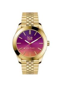 Ice Watch Solaruhr ICE-WATCH "ICE steel - Small - SOLAR 3H", gold (gelbgoldfarben, lila), Armbanduhren, Damen, Armbanduhr, Damenuhr, Edelstahlarmband, bis 10 bar wasserdicht