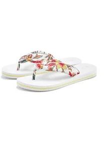 Badezehentrenner Lascana "Sandale, Badeschuh, Pantolette, Badelatsche, Flip Flop", Damen, Gr. 38, wei&szlig; (wei&szlig; gebl&uuml;mt), Obermaterial: 100% Textilmaterial. Decksohle: 100% Synthetik. Laufsohle: 100% Synthetik, gemustert, Schuhe, Zehentrenner, Badeschuh ultraleicht mit softem Band VEGAN