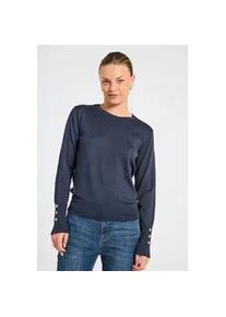 Strickpullover Freequent "FQKATIE-PULLOVER", Damen, Gr. XL, blau (salute), Strick, Obermaterial: 82% Viskose, 16% Polyamid, 2% Elasthan, unifarben, bequem h&uuml;ftbedeckend, Rundhals, B&uuml;ndchen, Pullover Strickpullover, mit Zierkn&ouml;pfen
