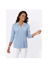 Poloshirt Casual Looks "Poloshirt", Damen, Gr. 42, blau (bleu), 50% Baumwolle, 50% Modal, unifarben, Shirts