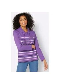 Langarmshirt Casual Looks "Shirt", Damen, Gr. 42, lila (lila, geringelt), 100% Baumwolle, gemustert, gestreift, mehrfarbig, Shirts Langarmshirt