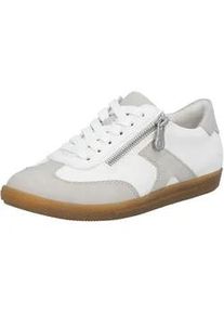 Sneaker Rieker, Damen, Gr. 39, grau (wei&szlig;, hellgrau), Lederimitat, kontrastfarbene Details, Schuhe Sneaker, Halbschuh, Freizeitschuh, Schn&uuml;rschuh mit Rei&szlig;verschluss