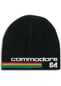 Strickm&uuml;tze logoshirt "Commodore C64", Damen, schwarz, 100% Polyacryl, bestickt, M&uuml;tzen Strickm&uuml;tze, mit auff&auml;lligem Logo