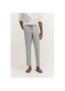 Bundfaltenhose Bugatti, Herren, Gr. 36, L&auml;nge 34, grau (270, dunkelgrau), 56% Baumwolle, 42% Leinen, 2% Elasthan, unifarben, gerade, unten schmal, Hosen, mit Baumwoll-Leinen-Mix